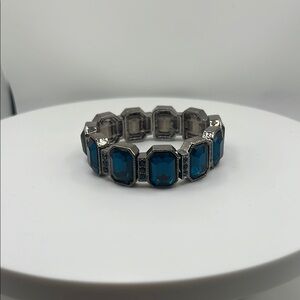 1329. Cara New York Silver and Blue Gemstone Stretch‎ Bracelet